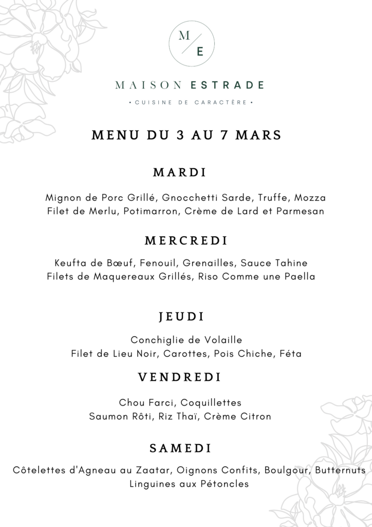 MENU DE LA SEMAINE-8